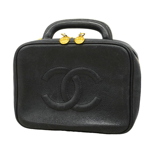 Chanel Vanity Bag Caviar Leather Black Gold