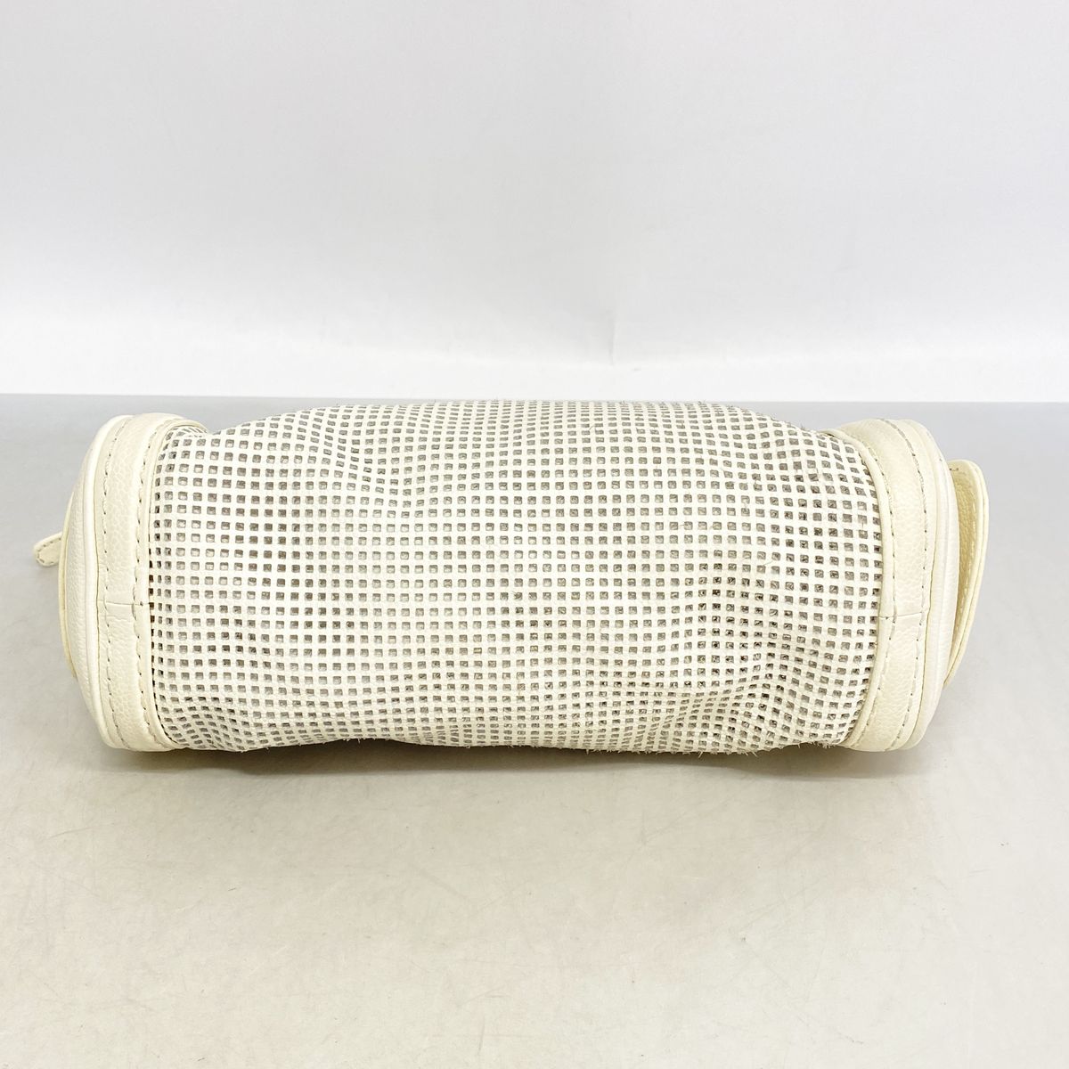 Chanel Shoulder Bag Perforated Leather Ivory Silver — view 3