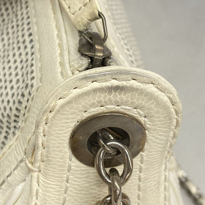 Chanel Shoulder Bag Perforated Leather Ivory Silver — view 7