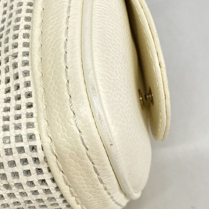 Chanel Shoulder Bag Perforated Leather Ivory Silver — view 6