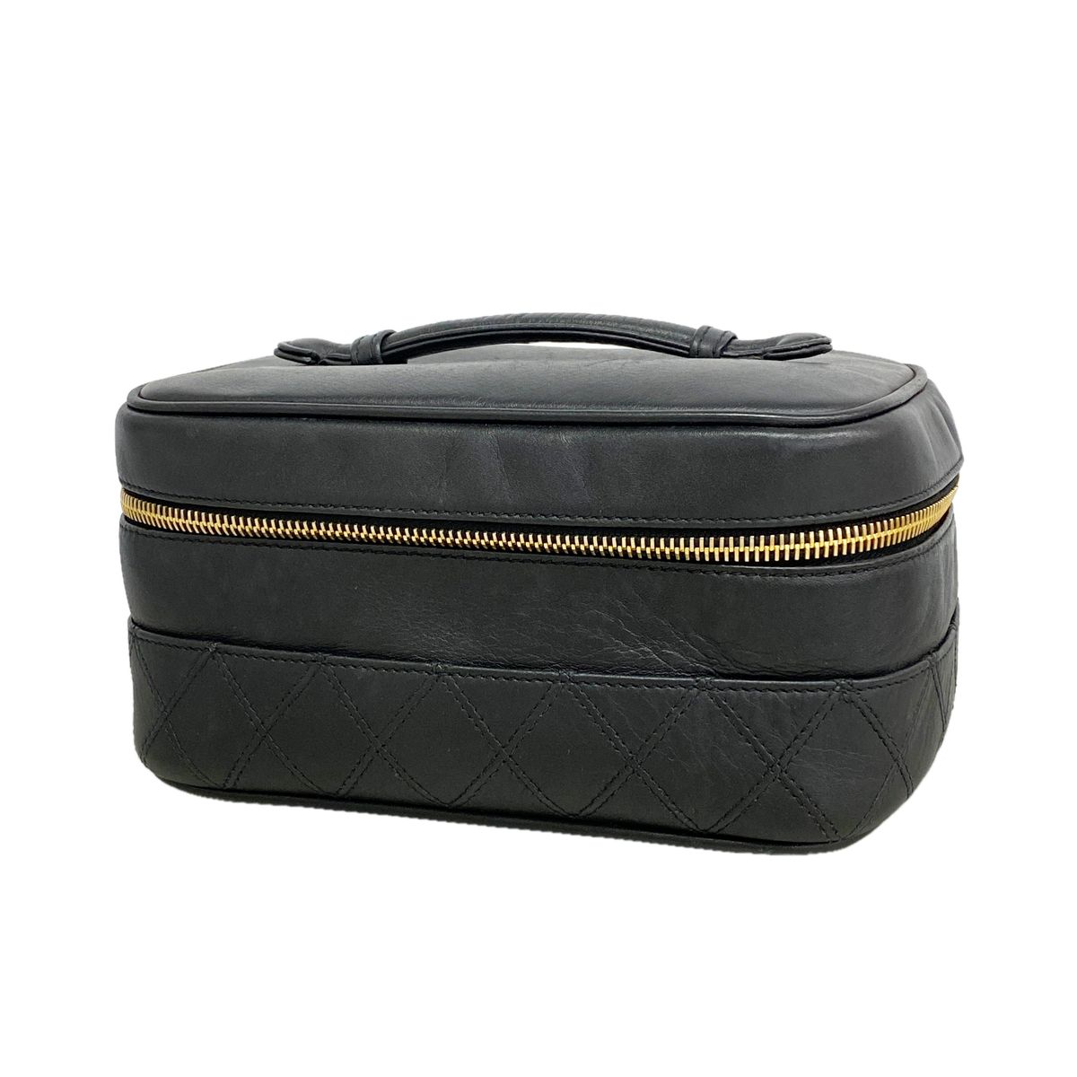 Chanel Vanity Bag Bicolor Leather Black Gold