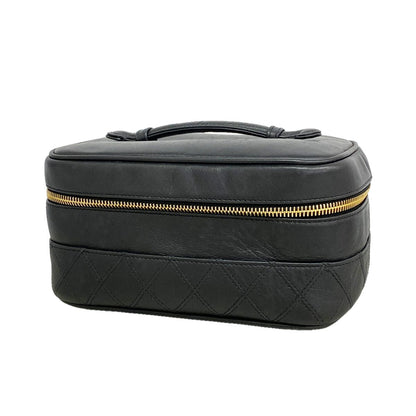 Chanel Vanity Bag Bicolor Leather Black Gold