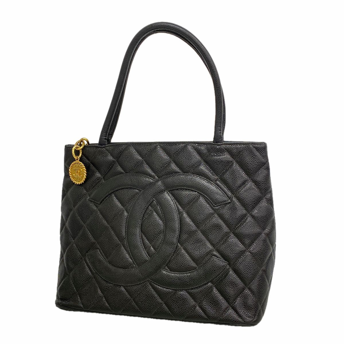 Chanel Tote Bag Reissue Caviar Leather Black Gold