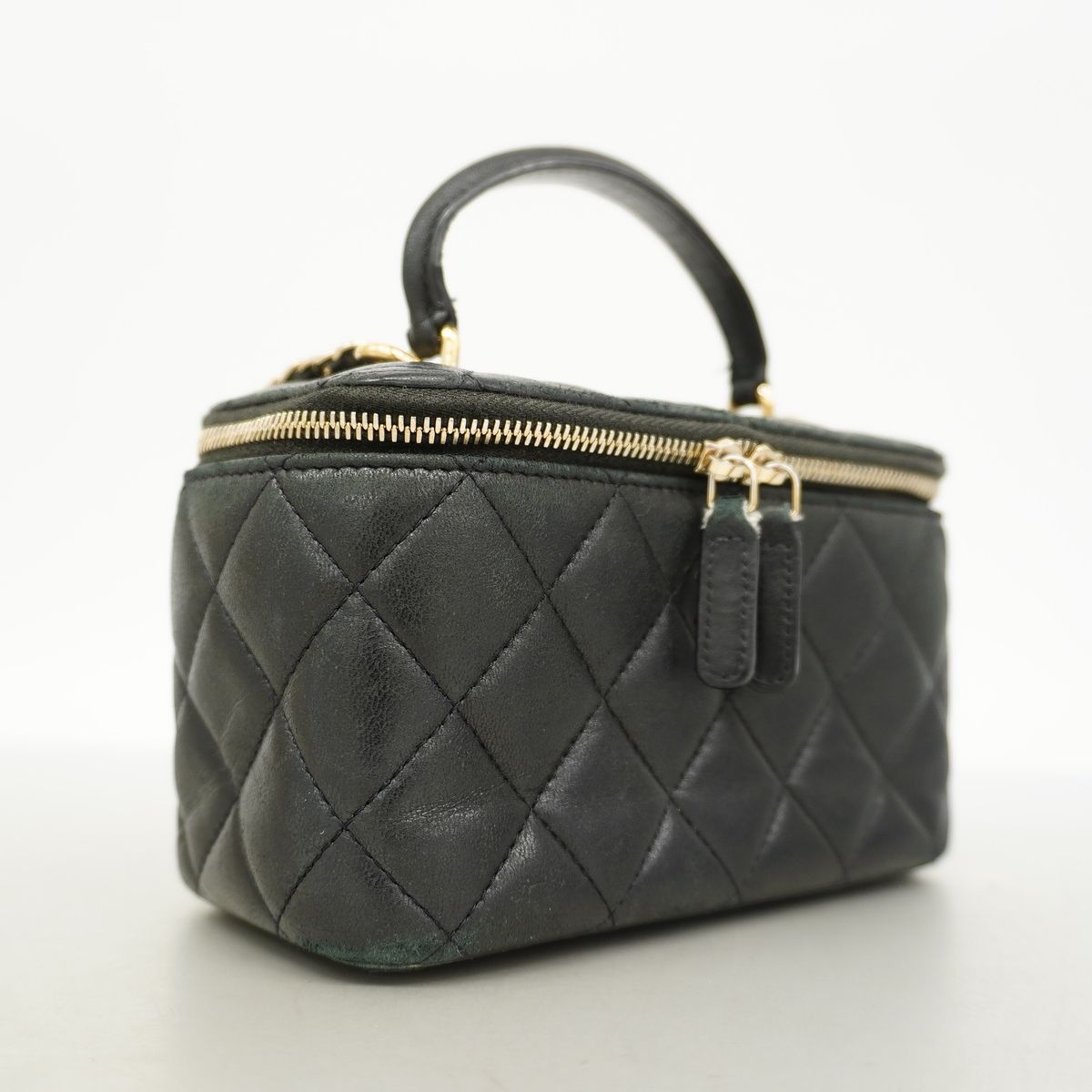 Chanel Vanity Bag Quilted Lambskin Black Champagne Gold — view 2