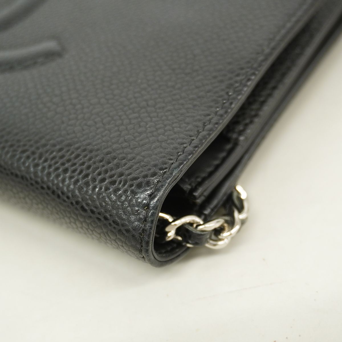 Chanel Wallet on Chain Caviar Leather Ebene Silver Shoulder Bag — view 7