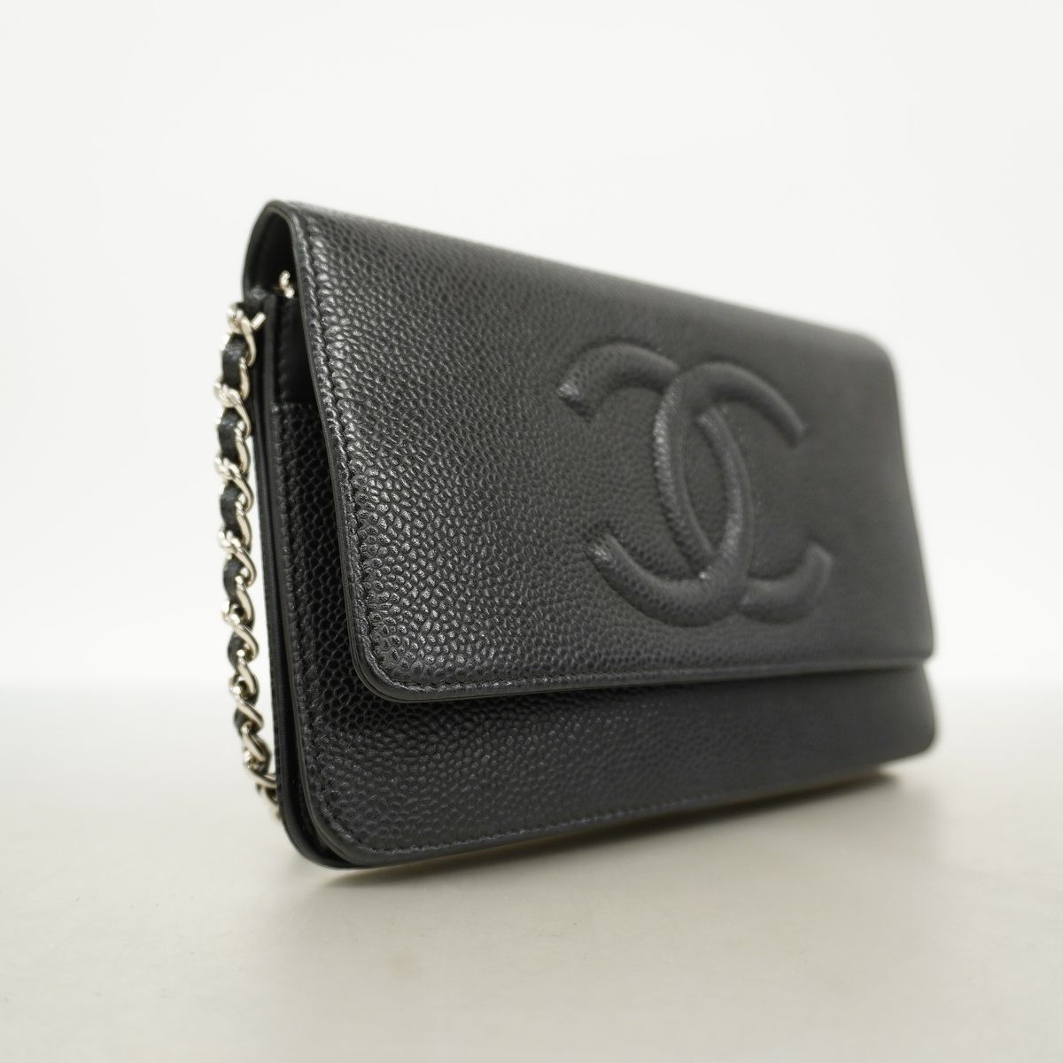 Chanel Wallet on Chain Caviar Leather Ebene Silver Shoulder Bag — view 2