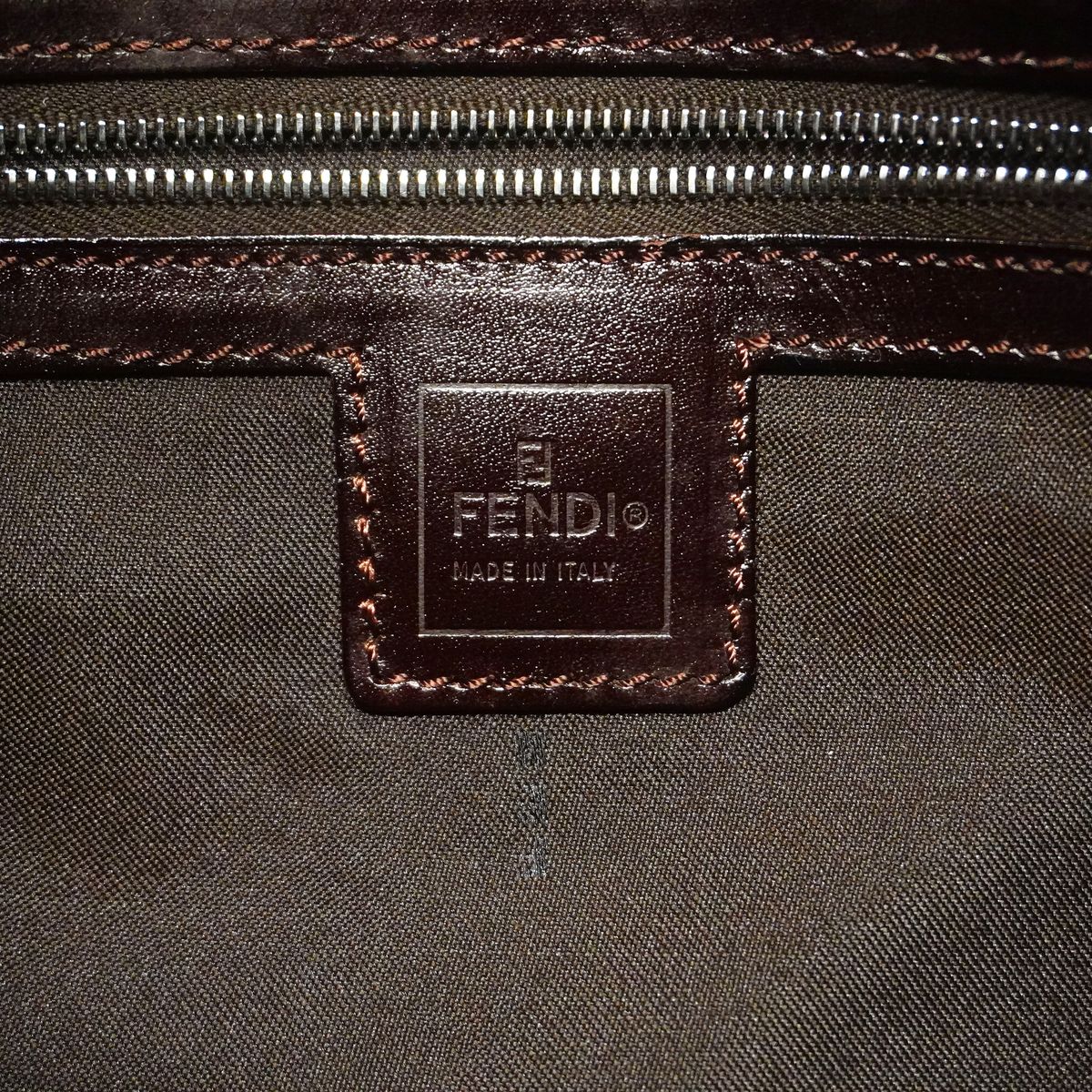 Fendi Handbag Zucca Mamma Bucket Nylon Canvas Brown Silver — view 5