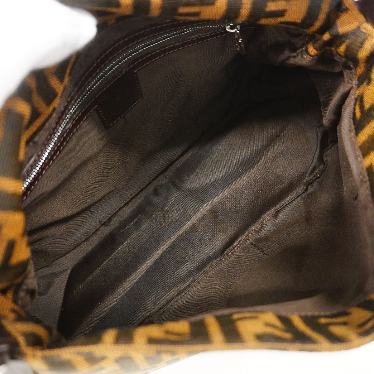 Fendi Handbag Zucca Mamma Bucket Nylon Canvas Brown Silver — view 4