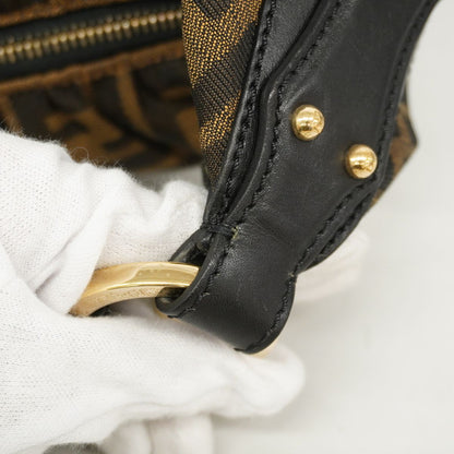 Fendi Shoulder Bag Zucca Nylon Canvas Brown Gold — view 7