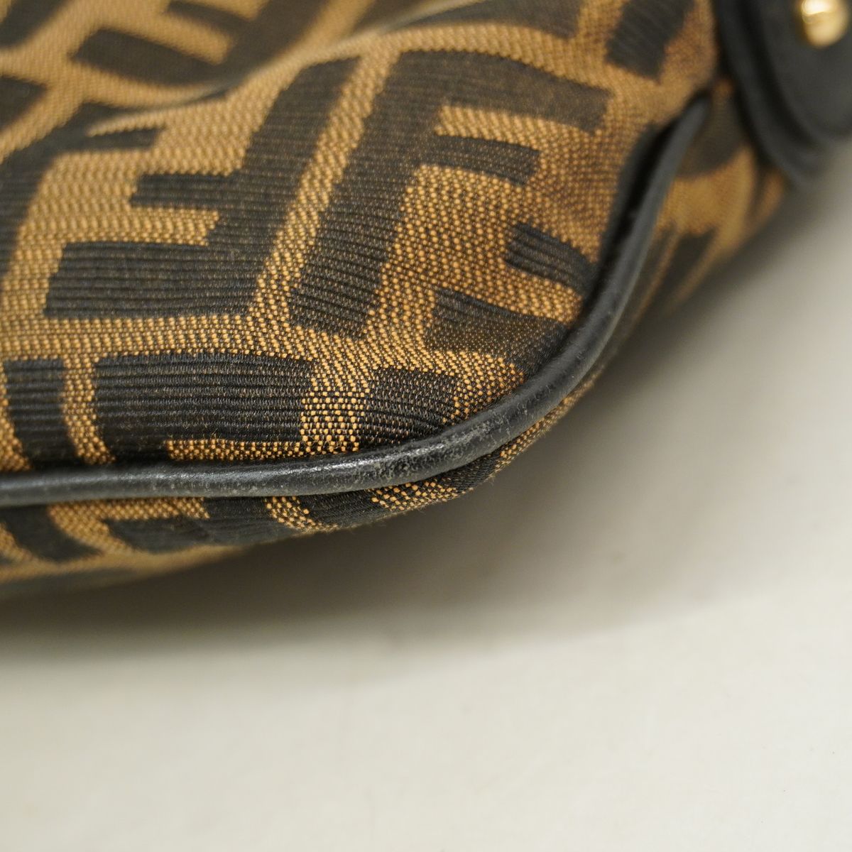 Fendi Shoulder Bag Zucca Nylon Canvas Brown Gold — view 6
