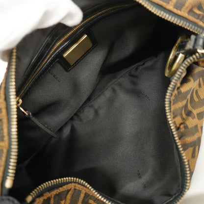Fendi Shoulder Bag Zucca Nylon Canvas Brown Gold — view 4