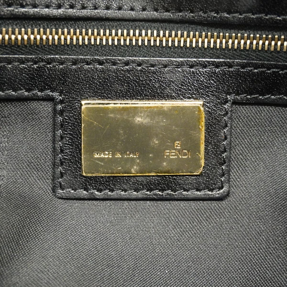 Fendi Shoulder Bag Zucca Nylon Canvas Brown Gold — view 5