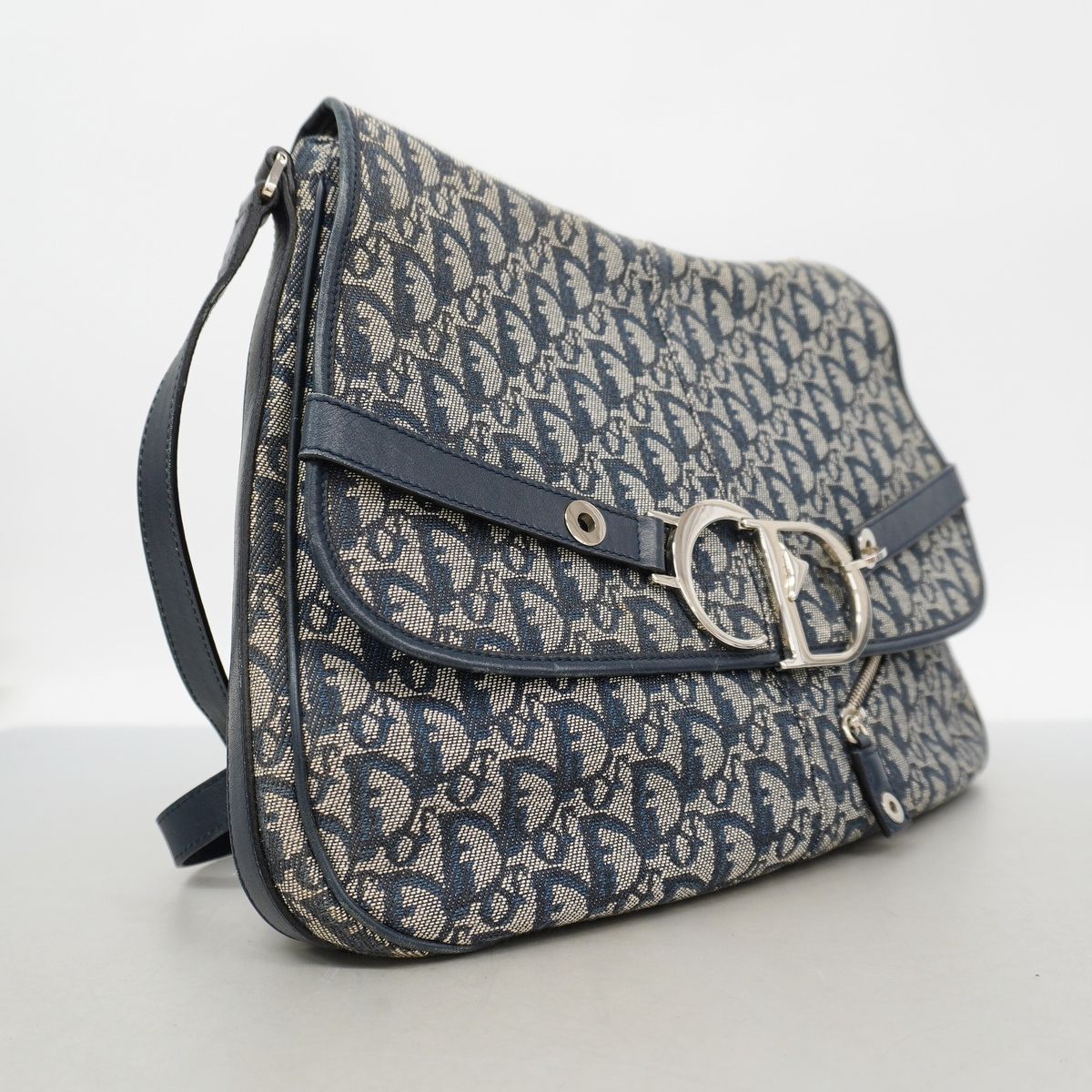 Dior Shoulder Bag Trotter Canvas Navy Silver — view 2