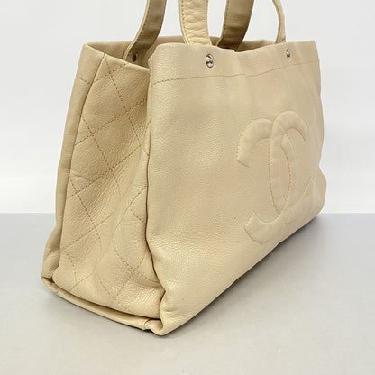 Chanel Tote Bag Caviar Leather Beige Silver — view 2