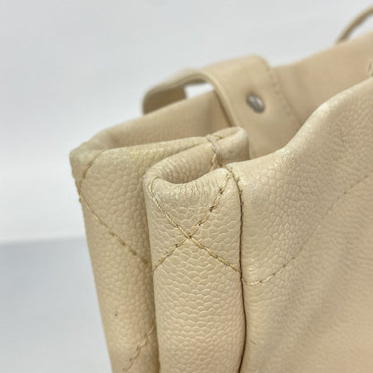 Chanel Tote Bag Caviar Leather Beige Silver — view 7