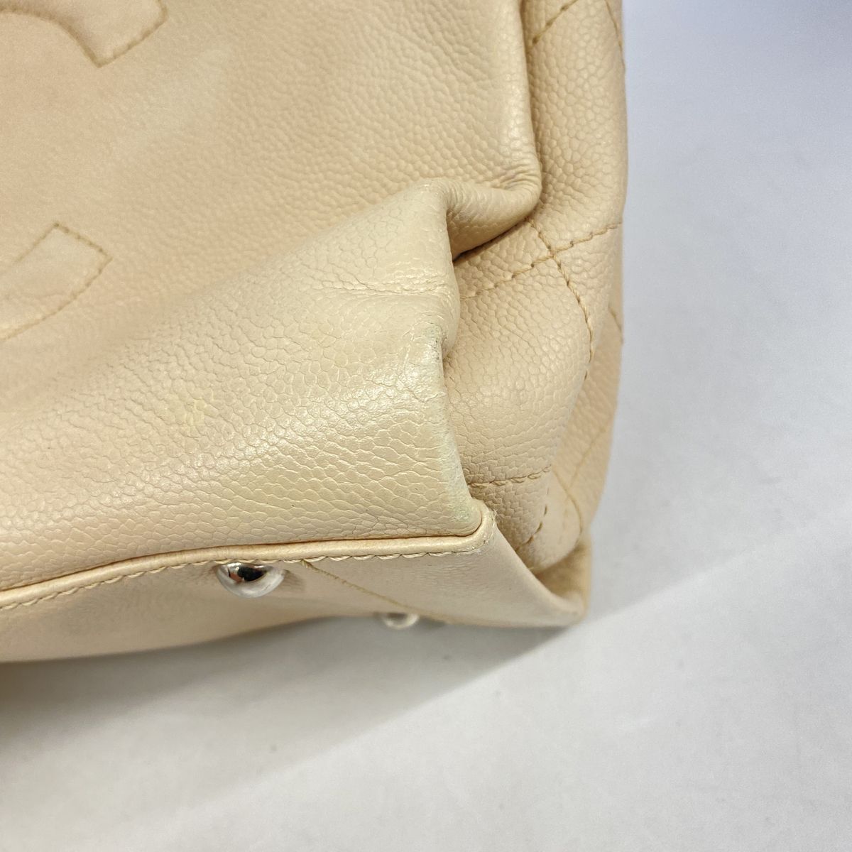 Chanel Tote Bag Caviar Leather Beige Silver — view 6