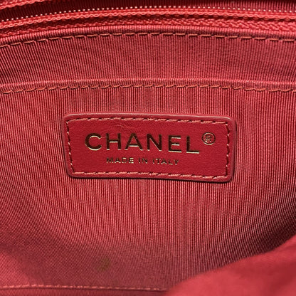 Chanel Backpack Chevron Lambskin Red Gold — view 5