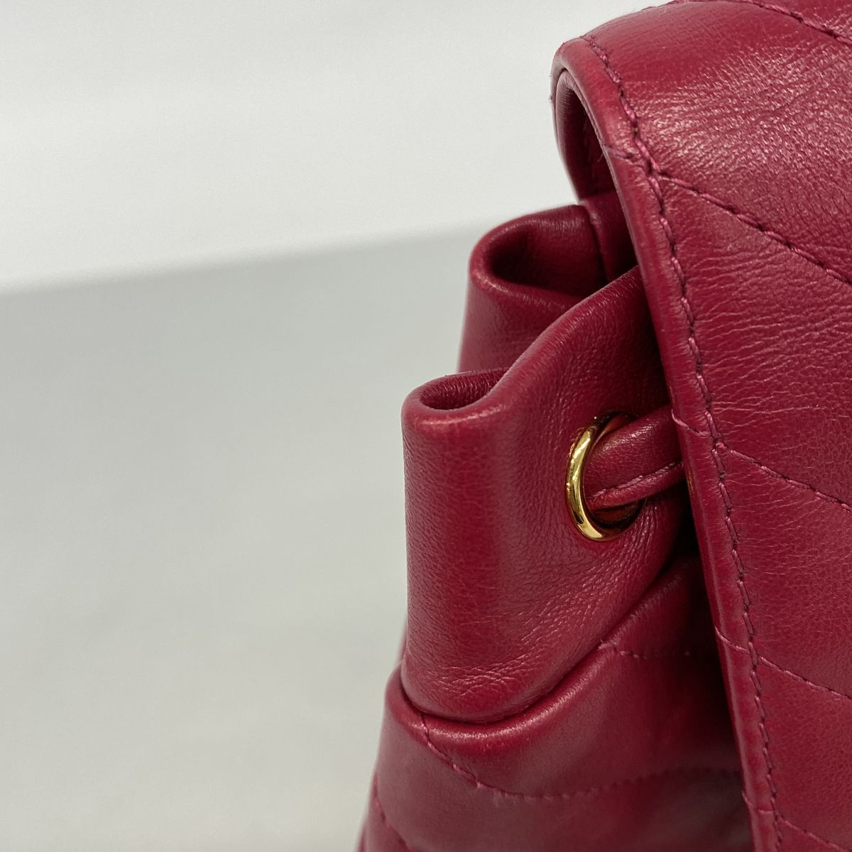Chanel Backpack Chevron Lambskin Red Gold — view 7