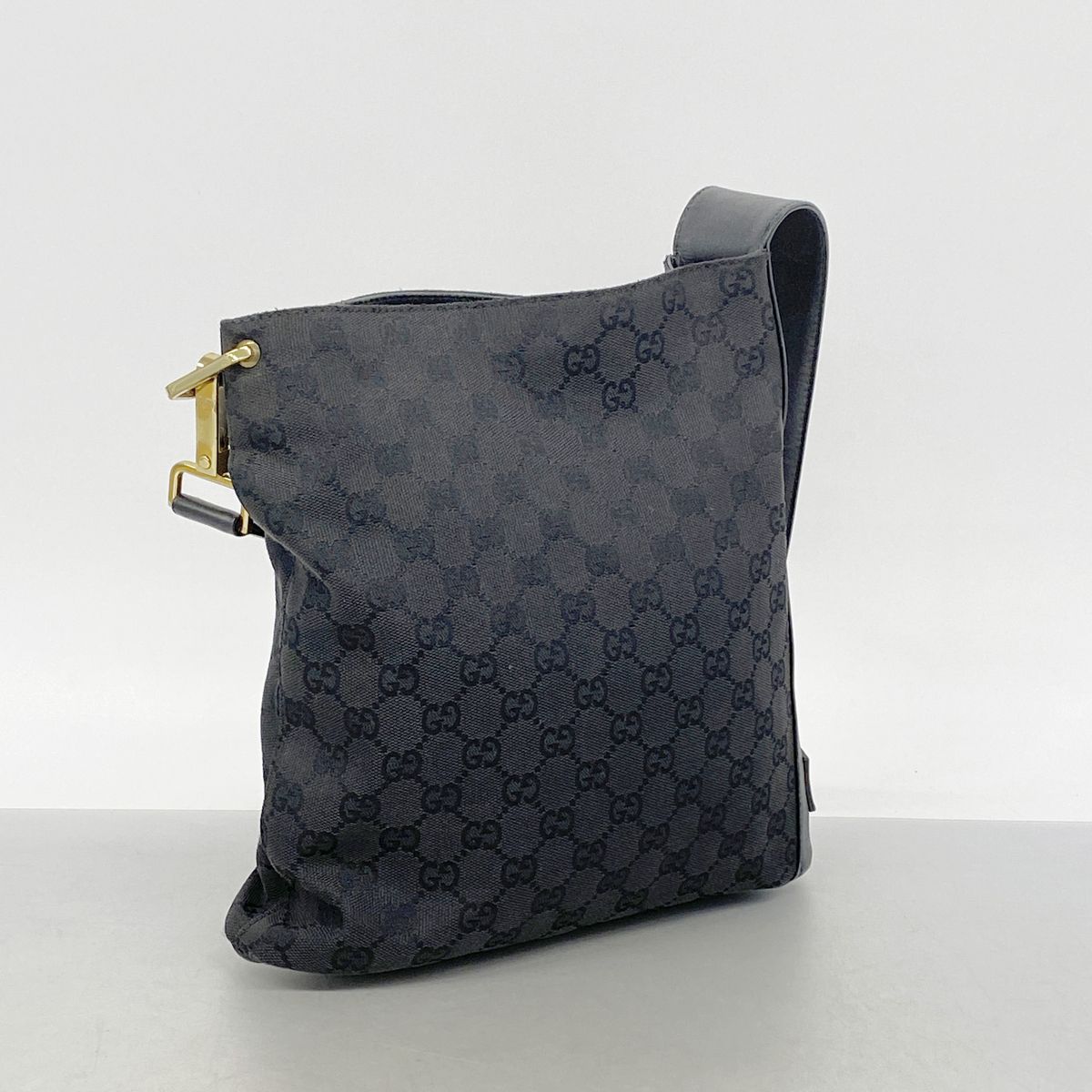 Gucci Shoulder Bag GG Canvas Black Gold — view 2