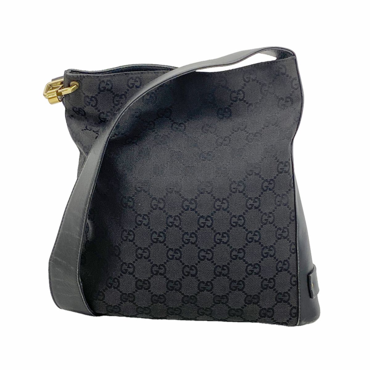 Gucci Shoulder Bag GG Canvas Black Gold