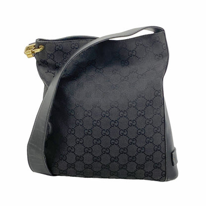 Gucci Shoulder Bag GG Canvas Black Gold
