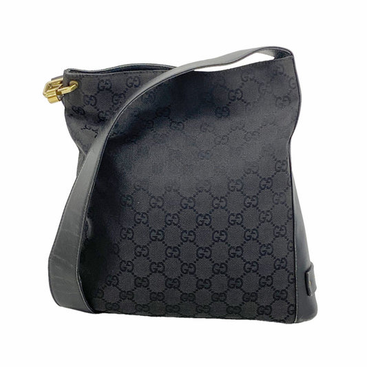 Gucci Shoulder Bag GG Canvas Black Gold