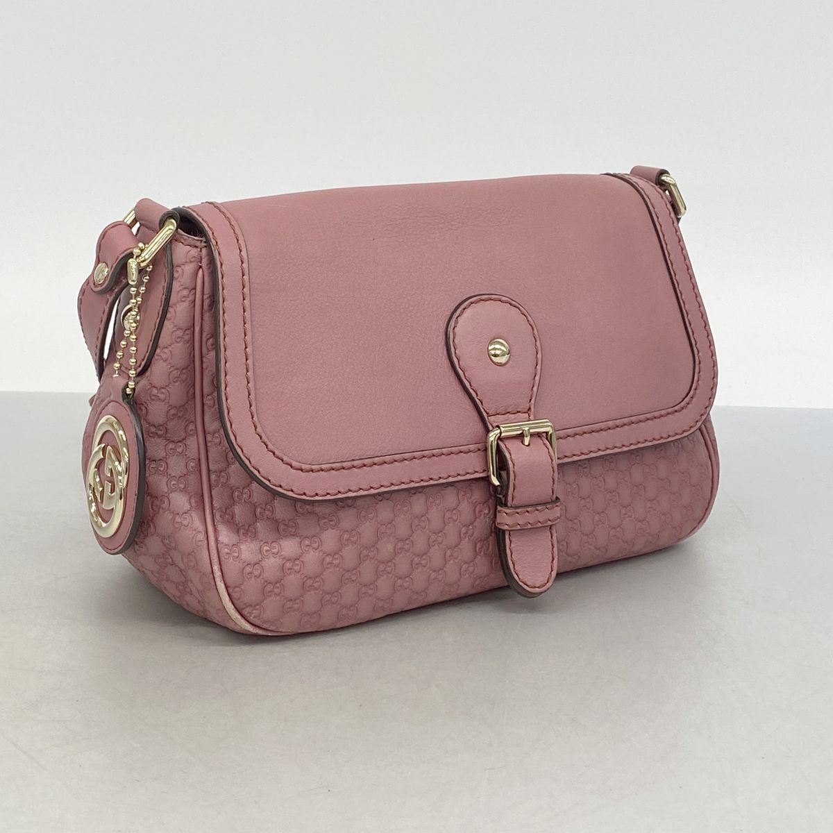 Gucci Shoulder Bag Micro Guccissima Leather Pink Champagne Gold — view 2