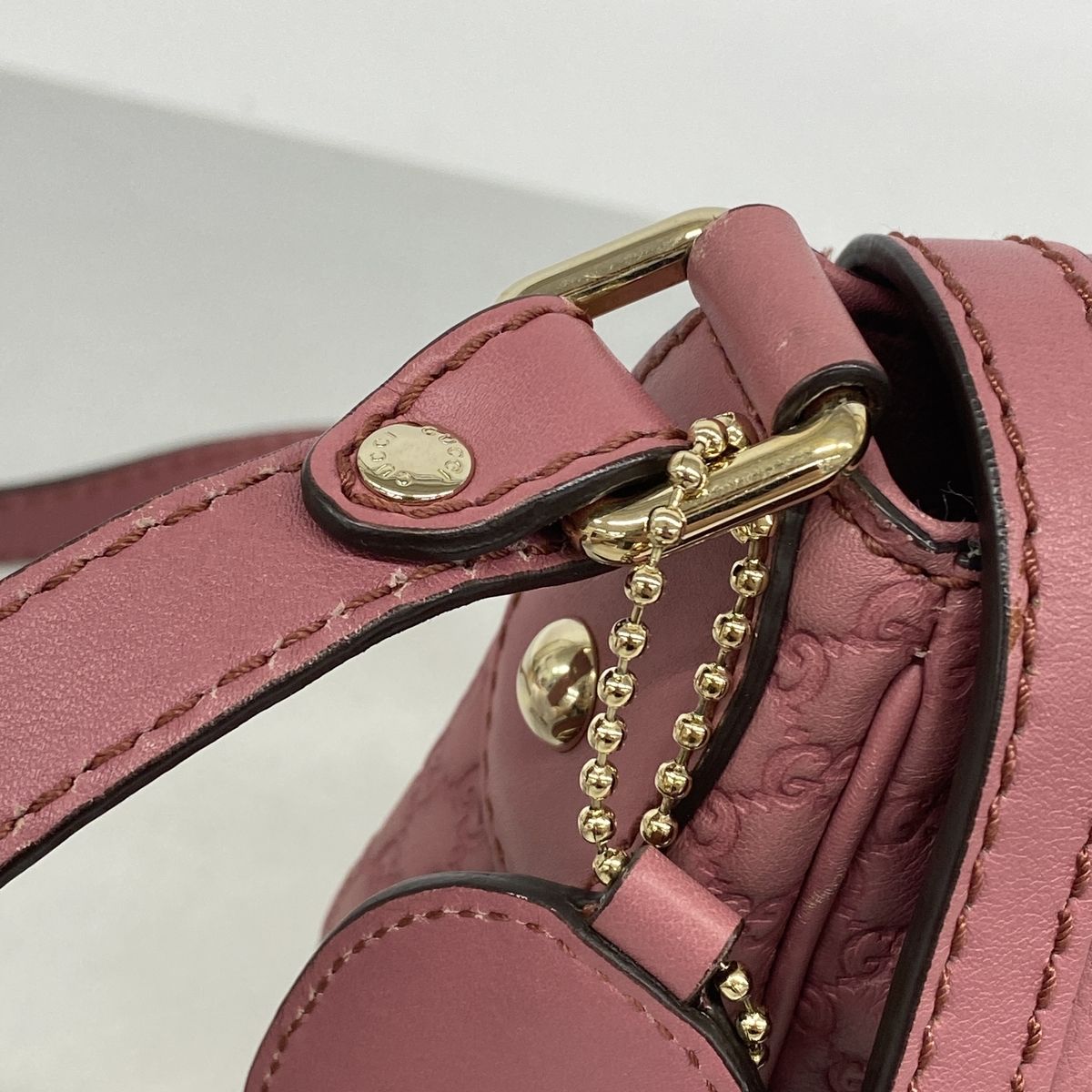 Gucci Shoulder Bag Micro Guccissima Leather Pink Champagne Gold — view 7