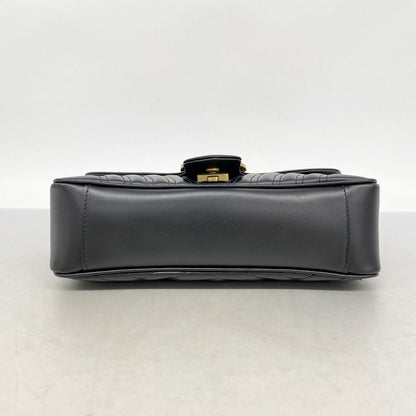 Gucci Shoulder Bag GG Marmont Leather Black Gold — view 3