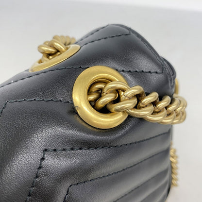 Gucci Shoulder Bag GG Marmont Leather Black Gold — view 8
