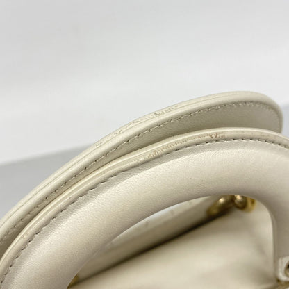 Dior Handbag Cannage Lady Leather White Champagne Gold 2-Way Bag — view 8