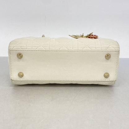 Dior Handbag Cannage Lady Leather White Champagne Gold 2-Way Bag — view 3