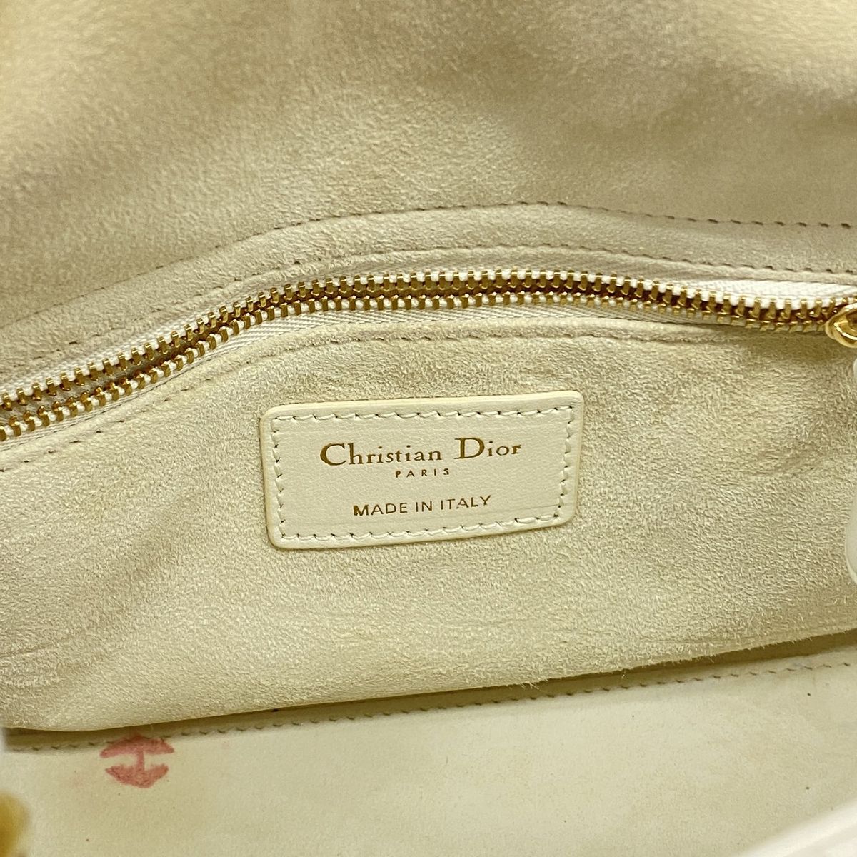 Dior Handbag Cannage Lady Leather White Champagne Gold 2-Way Bag — view 5