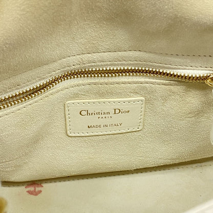 Dior Handbag Cannage Lady Leather White Champagne Gold 2-Way Bag — view 5