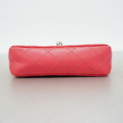 Chanel Shoulder Bag Mini Quilted Caviar Leather Pink Silver — view 3