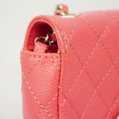 Chanel Shoulder Bag Mini Quilted Caviar Leather Pink Silver — view 7