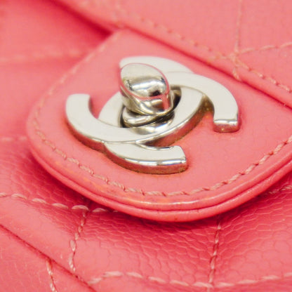 Chanel Shoulder Bag Mini Quilted Caviar Leather Pink Silver — view 8