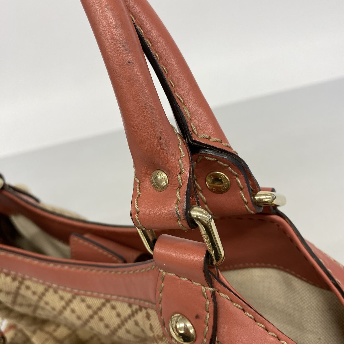Gucci Tote Bag Diamante Canvas Brown Pink Gold — view 8