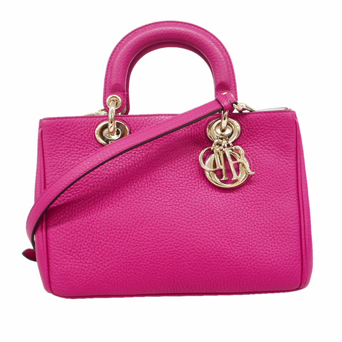 Dior Handbag Diorissimo Leather Purple Silver 2-Way Back