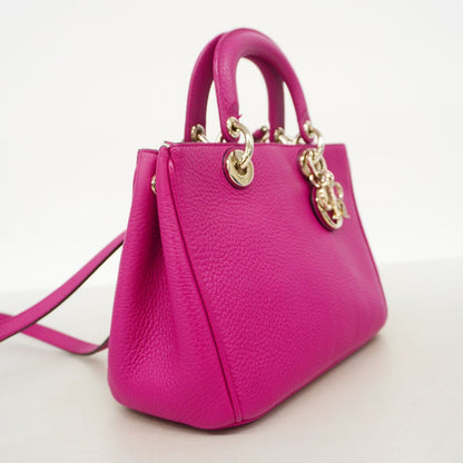 Dior Handbag Diorissimo Leather Purple Silver 2-Way Back — view 2