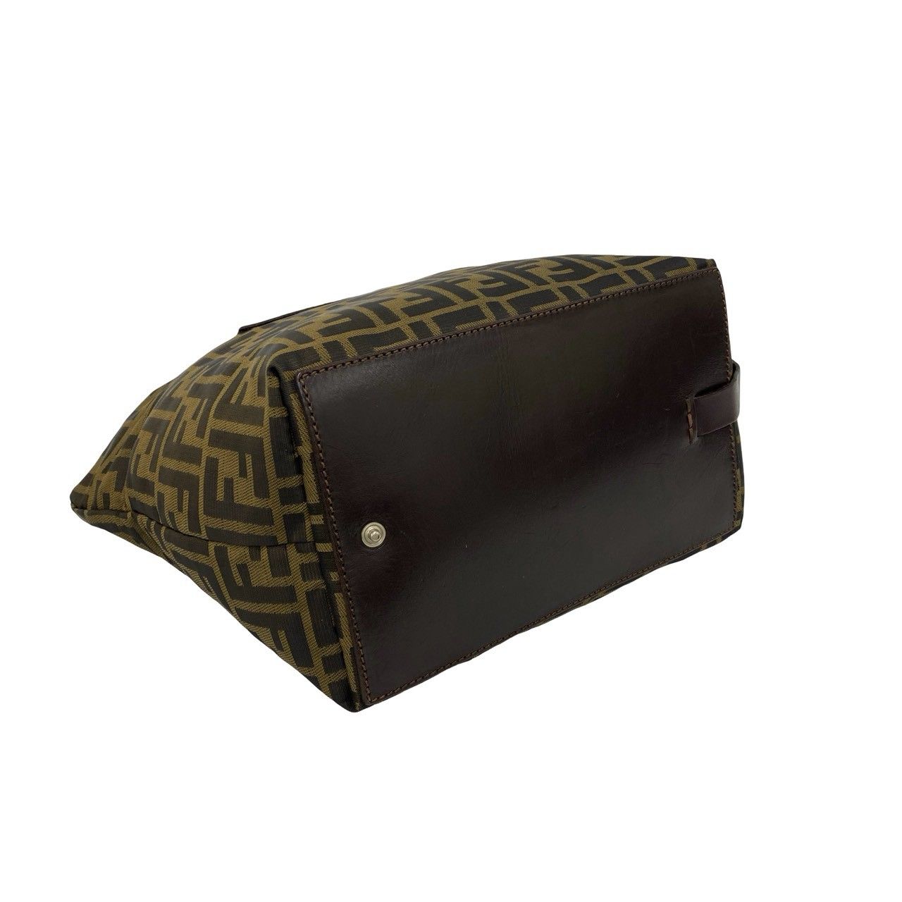 Fendi Vintage Zucca FF Pattern Nylon Leather Handbag Mini Tote Khaki Brown — view 7