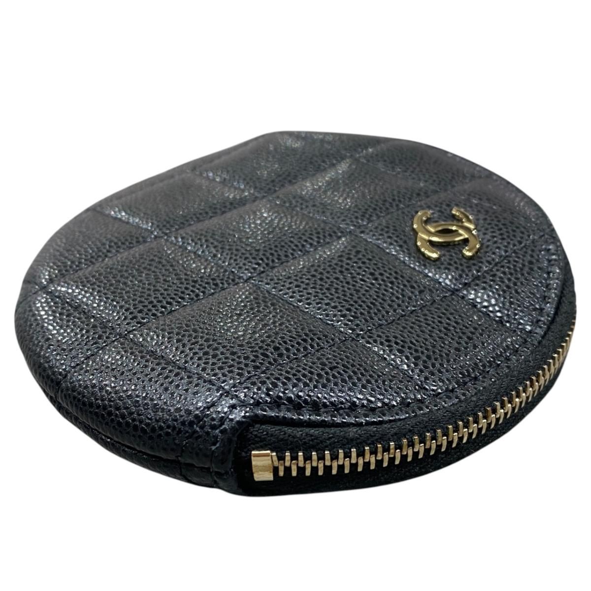 Chanel Coin Purse Quilted CC Logo Caviar Leather Black — view 5