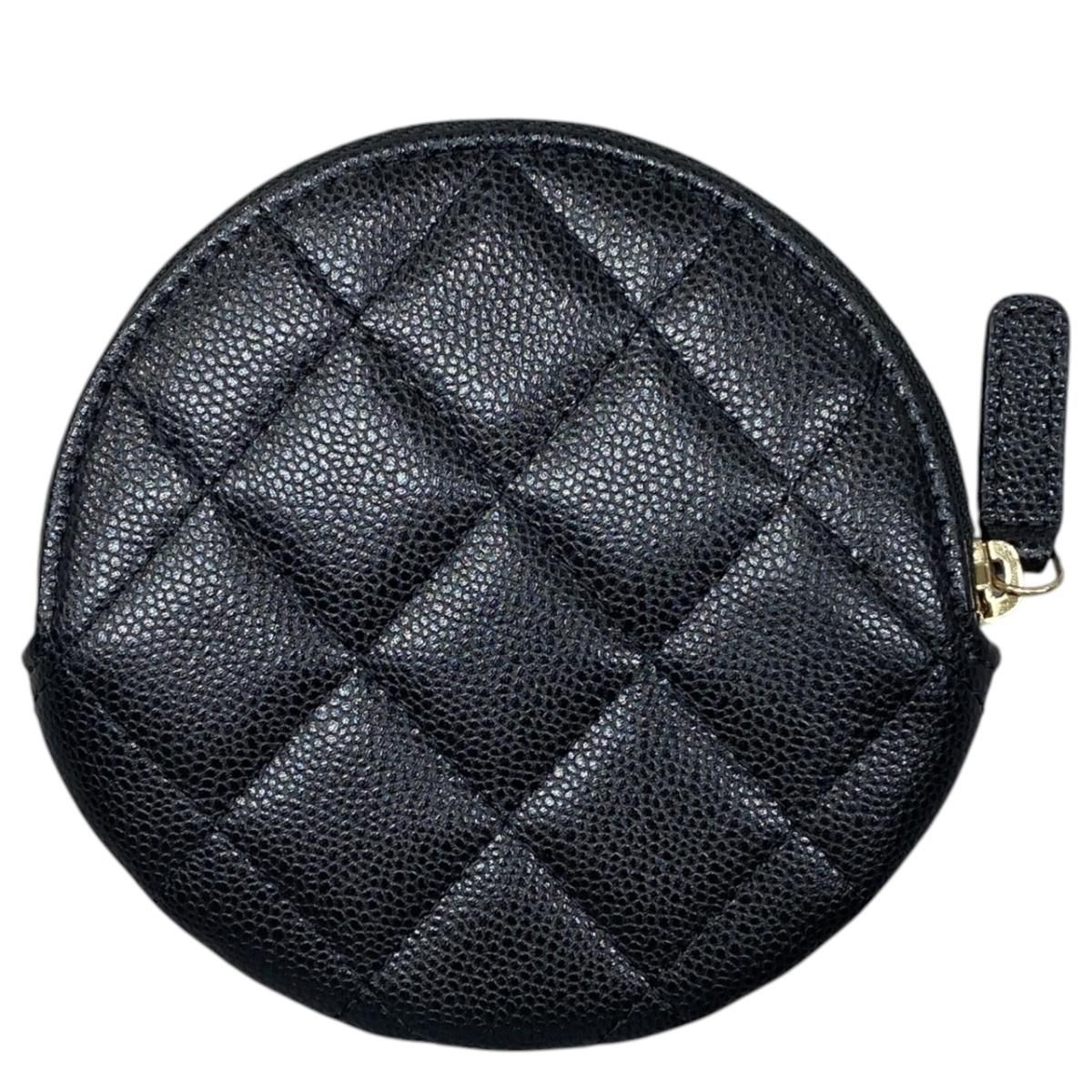 Chanel Coin Purse Quilted CC Logo Caviar Leather Black — view 2