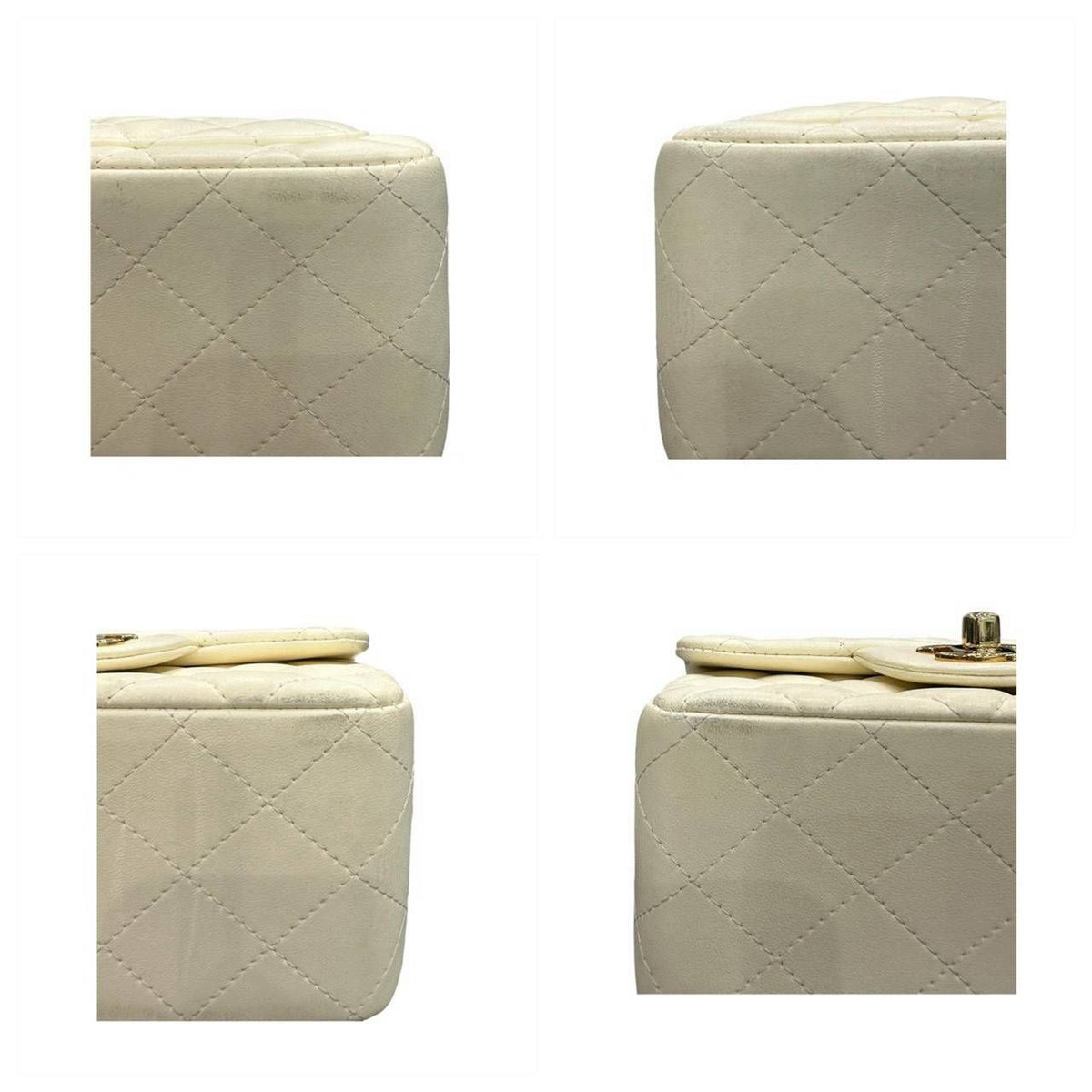 Chanel Quilted White Lambskin Shoulder Bag — view 6