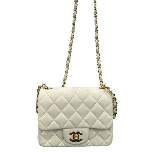 Chanel Quilted White Lambskin Shoulder Bag