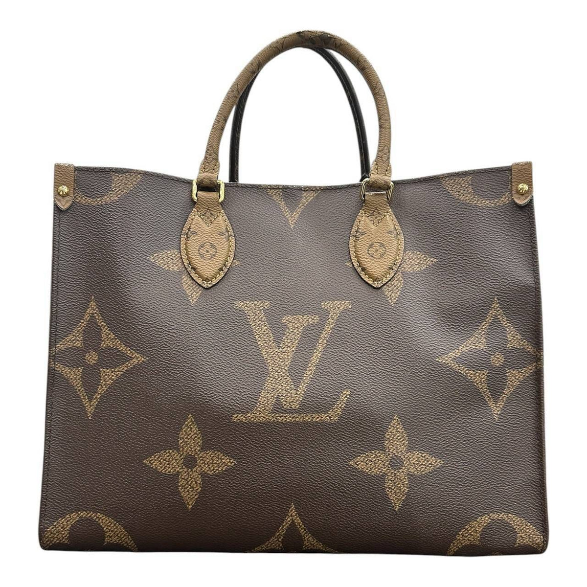 Louis Vuitton Monogram On The Go MM Brown Leather Tote Bag
