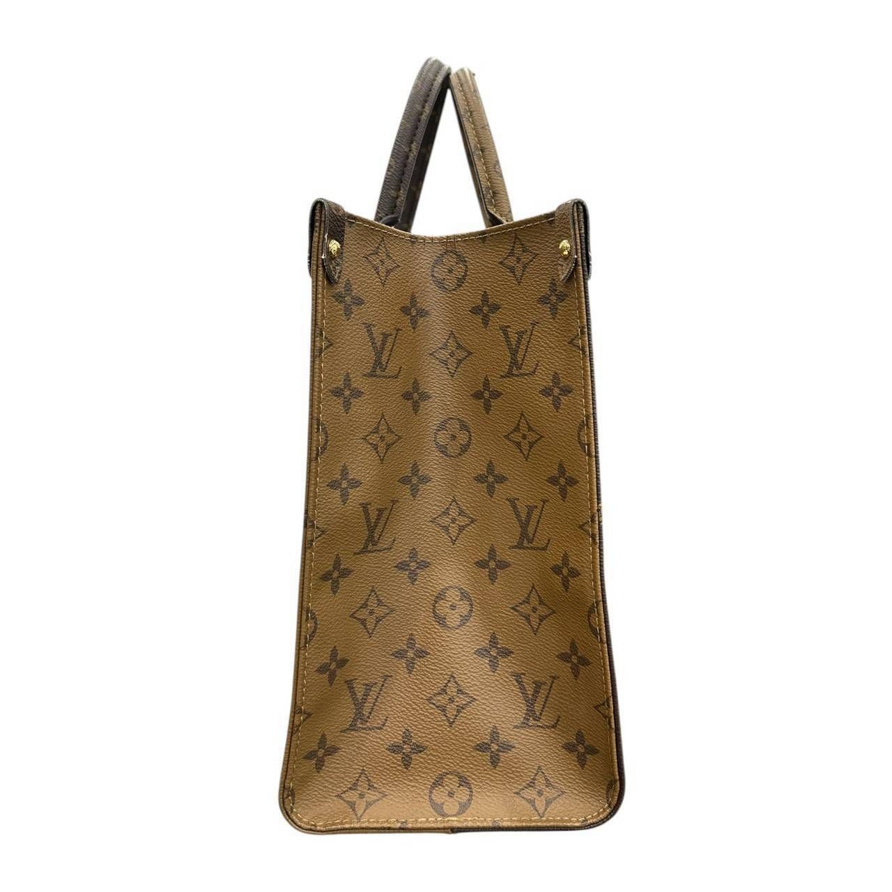Louis Vuitton Monogram On The Go MM Brown Leather Tote Bag — view 4