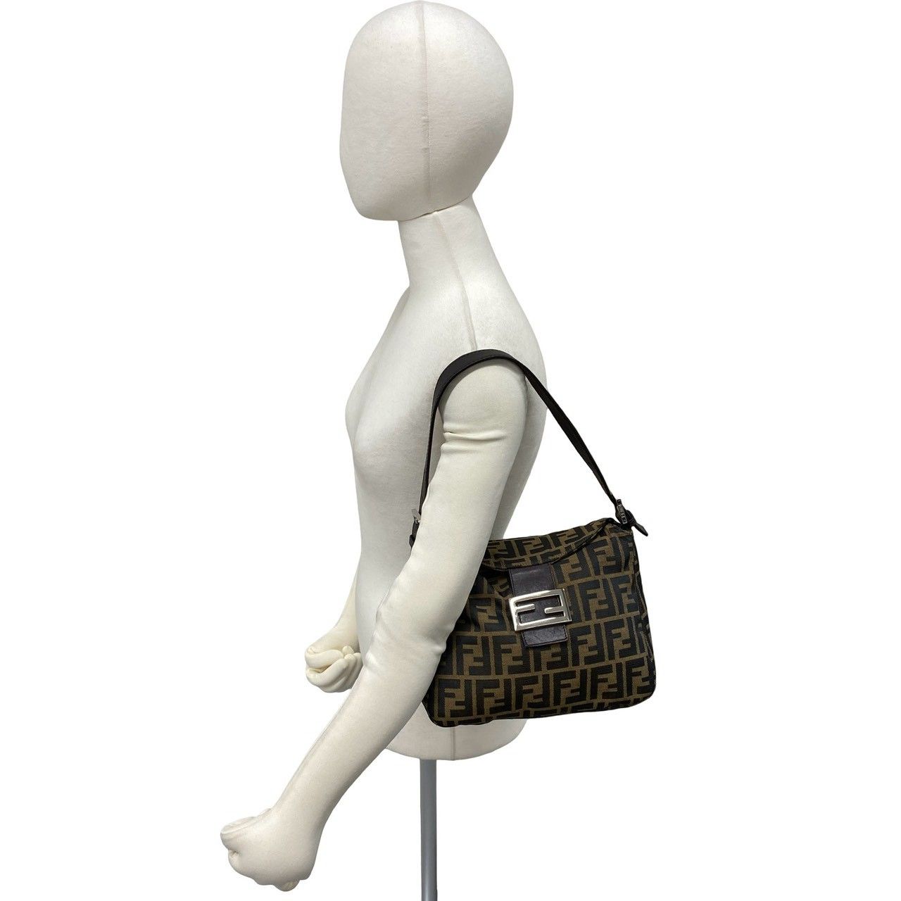 Fendi Vintage Zucca FF Pattern Canvas Leather Shoulder Bag Brown — view 2