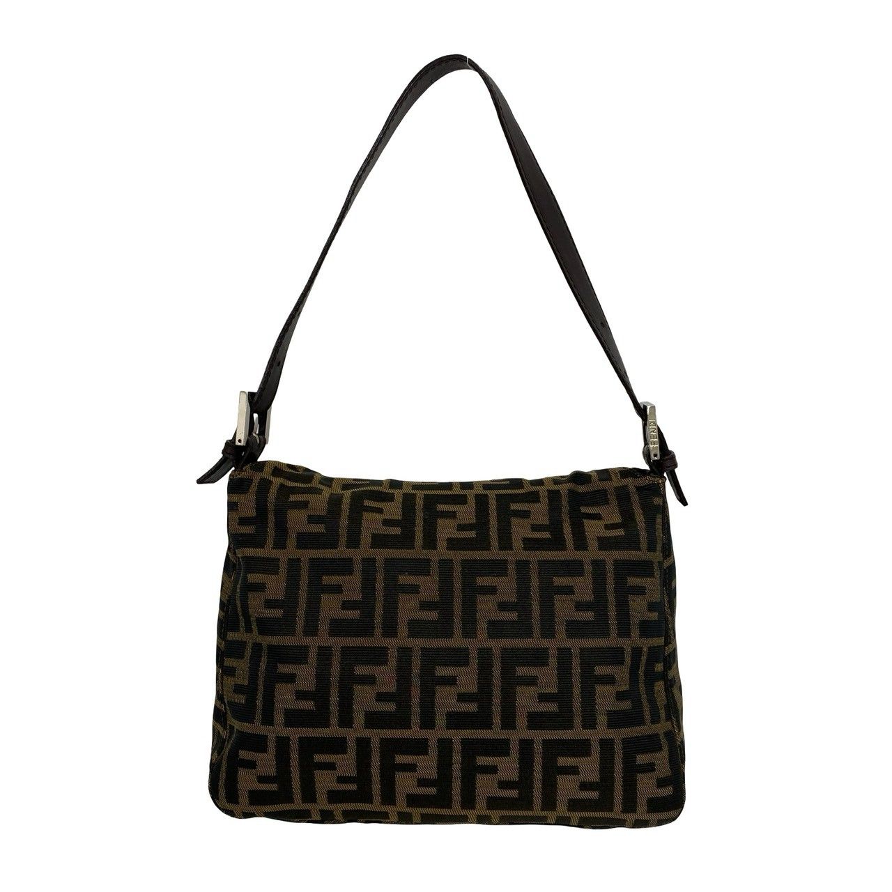 Fendi Vintage Zucca FF Pattern Canvas Leather Shoulder Bag Brown — view 3