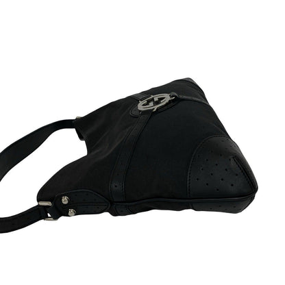Gucci Interlocking Canvas Leather Shoulder Bag Black — view 5